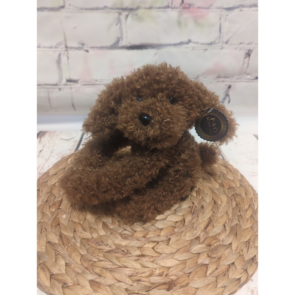 FAO Schwarz 9" Hugging Puppy Brown Plush Stuffed Animal NWT 2024